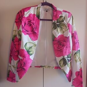 Pink floral cropped jacket